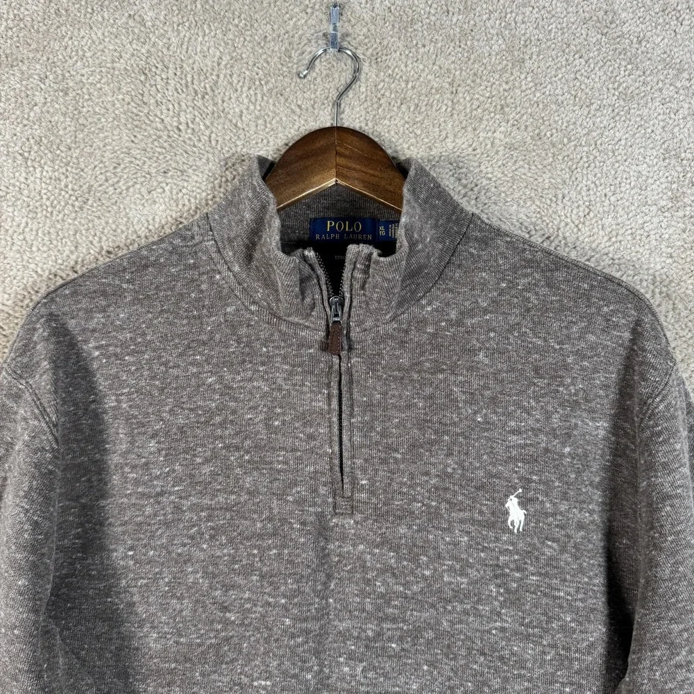 Polo Ralph Lauren Sweater Mens XL Gray Estate Rib Quarter Zip‎ Pullover Knit